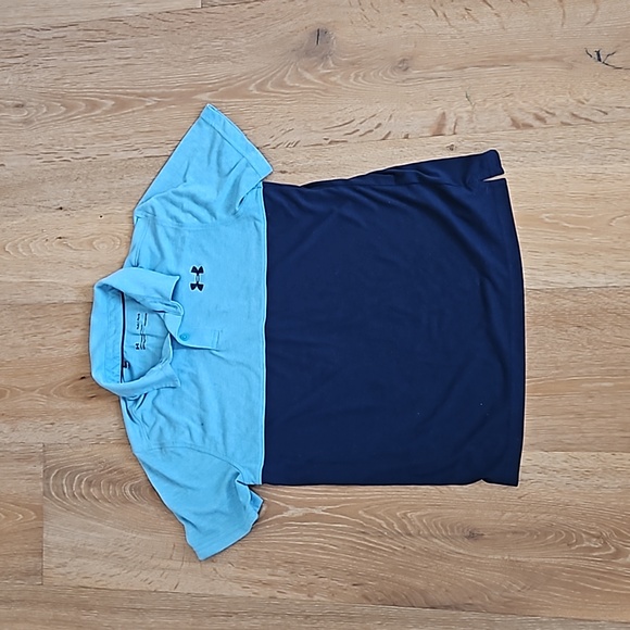 Under Armour Boys' Thredborne Blocked Polo, Size Small (Canoe Blue) - Picture 1 of 7